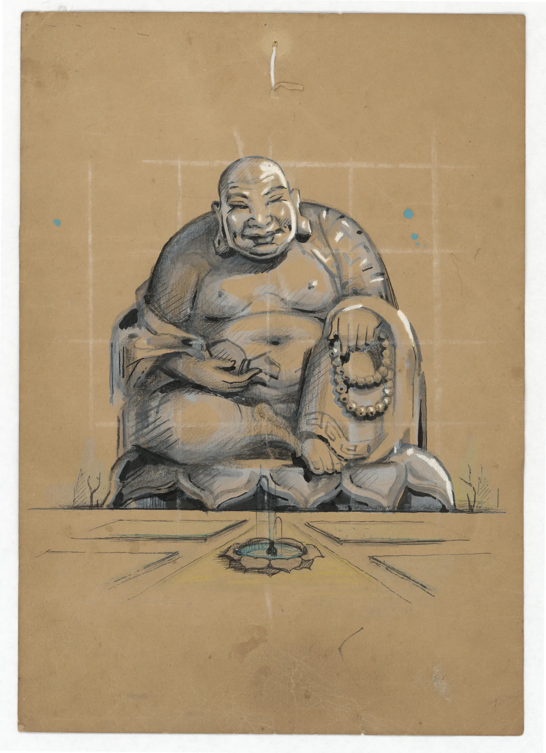 雕塑與浮雕草圖：臺中寶覺寺彌勒像